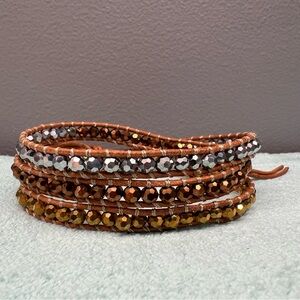 Elegant Multi-Color Leather Beaded Wrap Bracelet